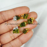 Moldavite Pendant Connectors, Raw Moldavite Connectors, Gold/Silver/Copper Electroplated Single Bail Connectors, Sold By Piece